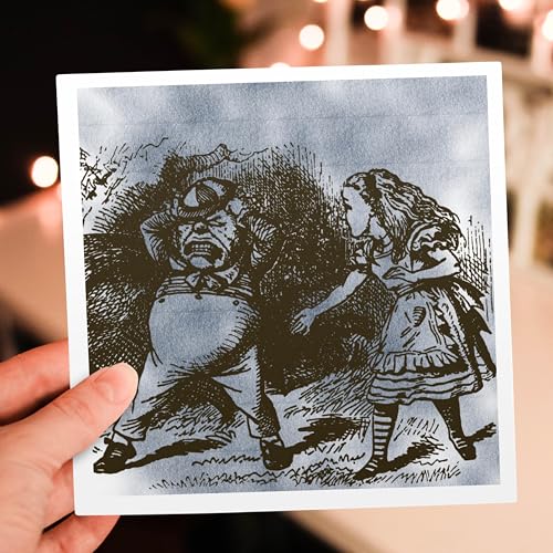 3dRose Alice in Wonderland Tweedle Dee and Dum Vintage 12 Greeting Cards with envelopes