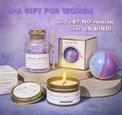 AHAGIFTREE Birthday Gifts for Women,Gift Basket for Women with Moon Lamp,11PC Self Care Gifts,Get Well Soon After Surgery,Relaxing Spa Gifts,Surgery Recovery,Sympathy - color: Blue Purple