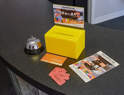 Source One Small 5-Inch Wide Deluxe Oblong Donation Box with Ad Frame & Free Lock (Yellow) - color: Yellow