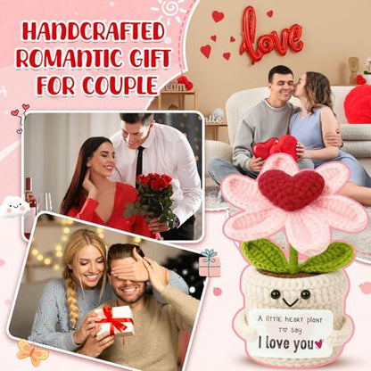 Gifts for Him Her Boyfriend Girlfriend - Crochet Flower with I Love You Message - Valentines , Engagement, Anniversary Wedding Birthday Gift for Wife, Husband, Couple, Fiancee-Father's Day Present - color: Love2