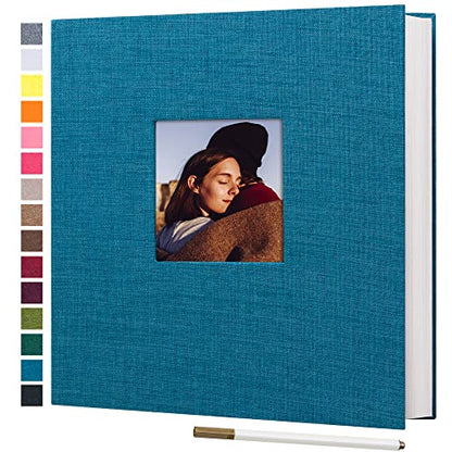 potricher Self Adhesive Photo Album 80 Pages, Linen cover, Blue | Photo Album Self Adhesive 4x6 5x7 8x10 Pictures, Linen Cover DIY Scrapbook Albums for Family, Wedding, Baby, Anniversary - color: Blue, size: 11x10.6 Inches 80 Pages