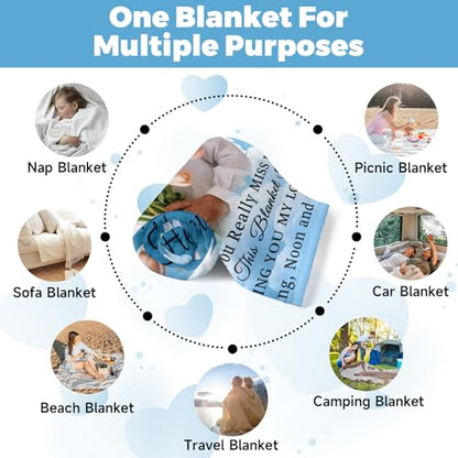 Custom Sympathy Blanket with Photo - Personalized Memorial Blanket for Departed Loss of Loved One in Loving Memory Bereavement Grief Gifts for Dad Mom Husband Wife Friend Women Men (Cloud and Wing)