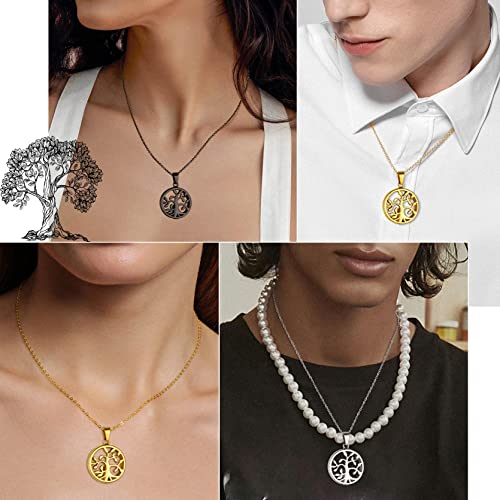 GOLDCHIC JEWELRY Urn Necklaces for Ashes, Stainless Steel Pet/Cross/Birthstone/Tree of Life Personalized Keepsake Memorial Jewelry for Women - color: Family Tree - Black Plated, style: Personalized Engraving