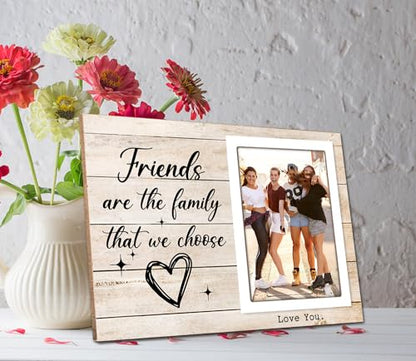 Family Picture Frame, Best Friend Picture Frame Gifts for Best Friend Women BFF Sister, Friends Are the Family We Choose Wooden Photo Frame 4 x 6Inch Heart Pattern12P054 - size: 4X6