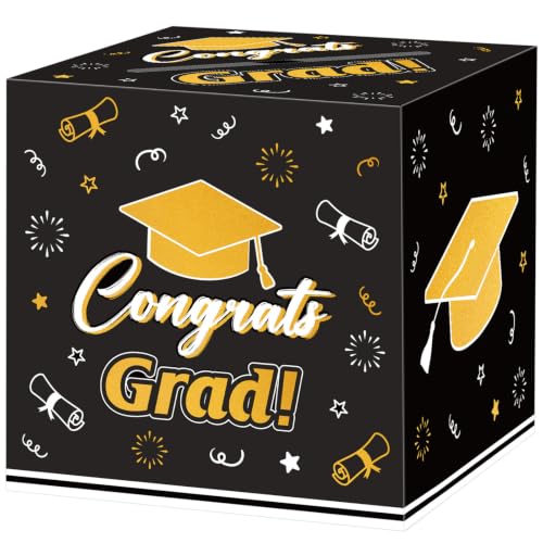 Hxezoc Graduation Card Box Graduation Black Favors Post Box Cardboard Congrats Grad Card Boxes Holder for Graduation Table Centerpiece Decorations Party Supplies - style: Graduation Black