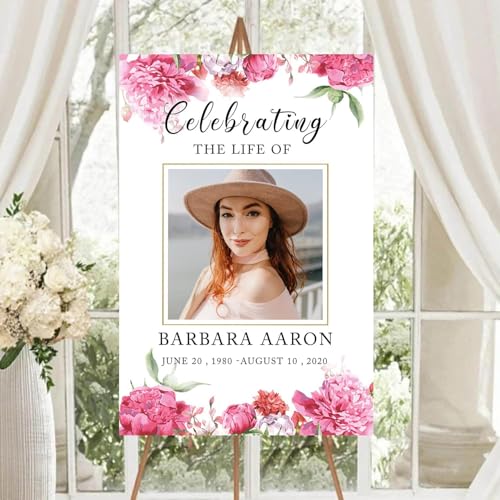 Custom Funeral Welcome Sign With Photo - Celebration of Life Poster - Minimalist Funeral Welcome Signs - In Loving Memory - Funeral Sign With Photo - Memorial Sign - Celebration of Life Decorations - color: Multi 3