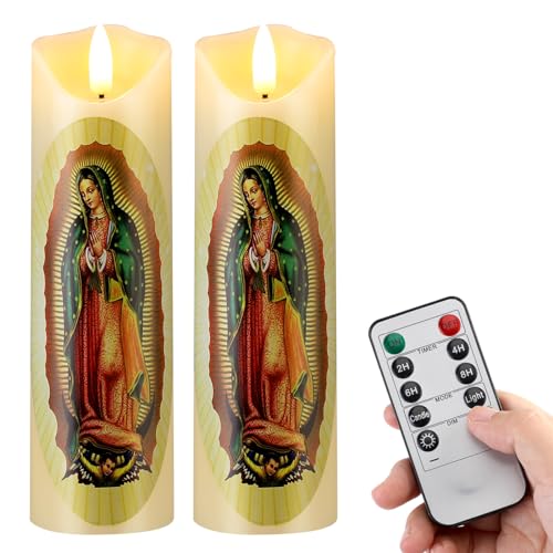 Baquler 2 Pcs Religious Flameless LED Prayer Candle, Lady of Guadalupe - style: Lady of Guadalupe