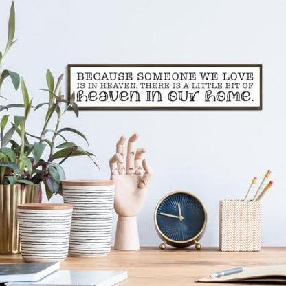 Farmhouse Style Sign, Bereavement Sign, Sympathy Gift, Because Someone We Love Is In Heaven, Memorial Sympathy Gift, Home Wall Decor Wood Framed, Wood Plaque Signs, 38 * 8.5 In A64