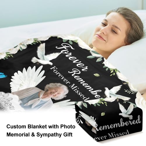 Personalized Sympathy Blanket Custom Memorial Blanket with Photos for Loss of Loved One in Loving Memory Bereavement Grief Gifts for Father Mother Husband Wife Friends (Style-4)