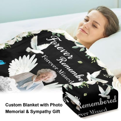 Personalized Sympathy Blanket Custom Memorial Blanket with Photos for Loss of Loved One in Loving Memory Bereavement Grief Gifts for Father Mother Husband Wife Friends (Style-4)