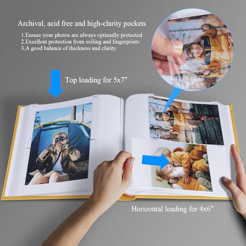 1DOT2 Photo Album with Writing Space,100 Pages,Linen Cover,IndianYellow - color: Indian Yellow