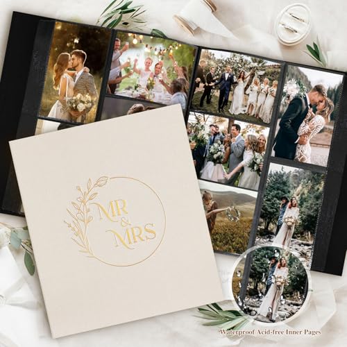 Lanpn Wedding Photo Album 4x6 600 Pockets, Large Capacity Newlywed Marriage Albums Linen Hardcover Slip in Holds 600 horizontal Vertical Photos (Beige) - color: Windowless-Beige, size: 600 Photos