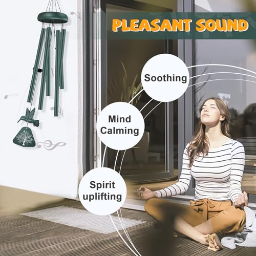 Sympathy Wind Chimes for Outside Deep Tone, Memorial Wind Chimes for Loss of Loved One Prime, Bereavement Condolence Remembrance Funeral Gifts for Grieving Friends Loss of Mother Father - size: D-Dark Green Hummingbird