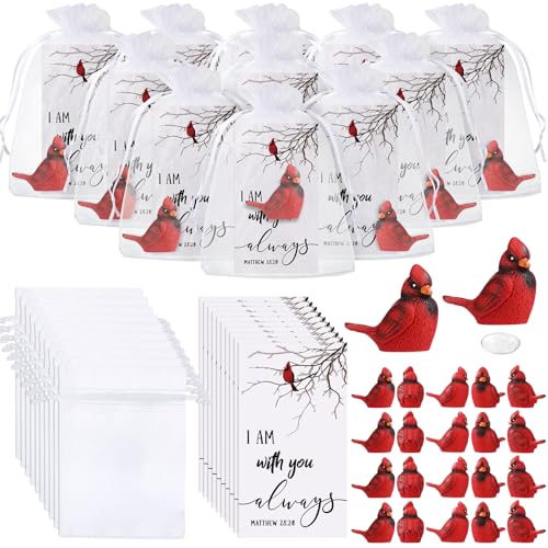 VioraWhite Cardinal Memorial Gift Resin Red Bird Cardinal Figurines Funeral Favor Memorial Gift Remembrance Poem Card for Family Friend Guest Garden Craft Cake Topper Decor(Fashion) - style: Fashion