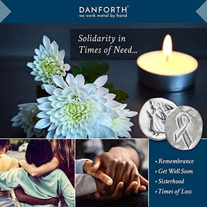 DANFORTH Pocket Angel Token & Awareness Ribbon, Bag of 50 Lead-Free Pewter | Guardian Angel Pocket Charms, Keepsake Coins for Encouragement, Remembrance & Spiritual Gifts, Made in USA - color: Angel Coins With Ribbon Bag of 10