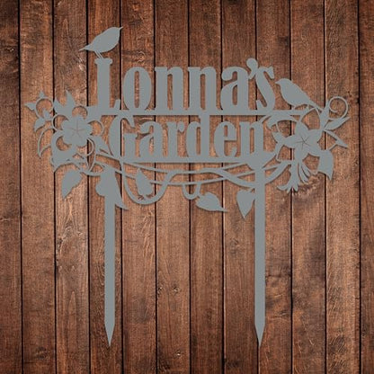 Personalized Flower and Bird Metal Garden Stake, Bird Garden Sign, Custom Flower Yard Decor, Mom's Garden Gift, Gardener Family Name Sign, Patio Home Gift, Yard Art, Housewarming Gift - color: Cstmdesign15