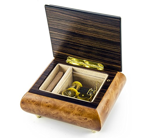 MusicBoxAttic Harmonious Musical Jewelry Box with Flower & Double Heart Outline Wood Inlay - Many Songs to Choose - from This Moment - size: 125. From This Moment