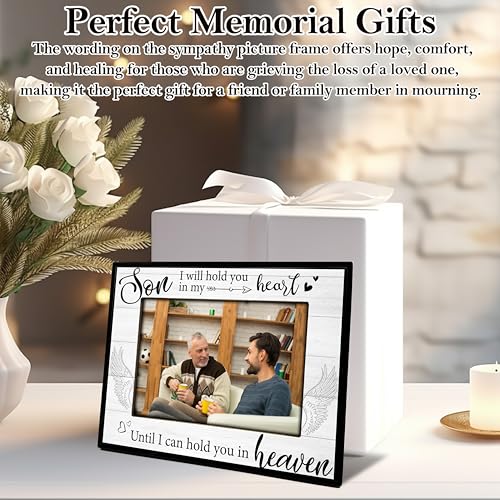 Memorial Gifts for Loss of Son, Bereavement Picture Frame, Remembrance Gift Photo Frame, Loss of Son Sympathy Gifts for Mother, Fits 4x6 In Photo for Tabletop Display - L09 - style: loss of son 2