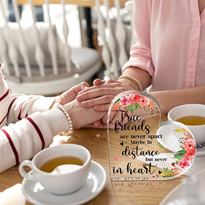 Yulejo Good Friends Gift for Women, Christian Thank You Gifts for Friendship Acrylic Heart Keepsake Inspirational Office Appreciation Gifts for Friends Female Coworker Office Table (Lovely Flowers) - style: Lovely Flowers