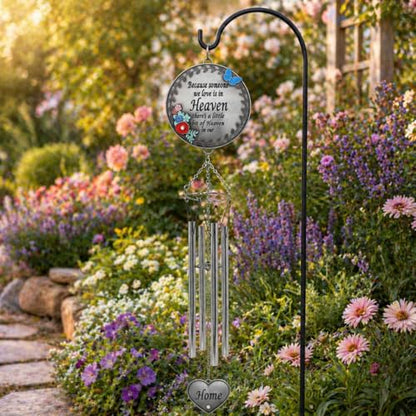 Memorial Wind Chime for Loss of Mom – Sympathy Gift for Loss of Mother, Bereavement Wind Chimes with “Because Someone We Love is in Heaven” Poem, Indoor Outdoor Remembrance Gift, 21 Inch