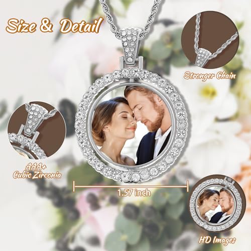 Custom Circle Chain with Picture Custom Circle Pendant Necklace - color: Round-Basic-Silver-008
