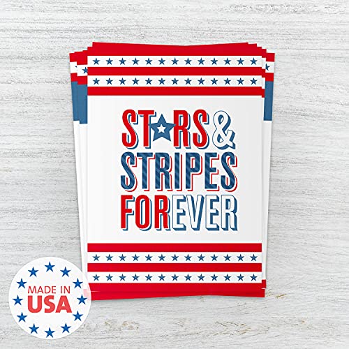 Canopy Street Patriotic 4th Of July Party Invitation / 25 Fill in the Blank Red White Blue Themed Event Invites With Envelopes / 5" x 7" Independence Day Invitations/Made In The USA - style: Stars and Stripes