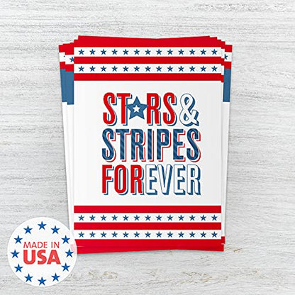 Canopy Street Patriotic 4th Of July Party Invitation / 25 Fill in the Blank Red White Blue Themed Event Invites With Envelopes / 5" x 7" Independence Day Invitations/Made In The USA - style: Stars and Stripes