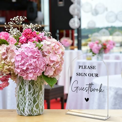 Acrylic Wedding Signage, Please Sign Our Guest Book Table Sign, Photo Guest Book for Bridal Shower & Gift Party, 5x7 Inches Acrylic666 - color: Guestbook, size: 5x7