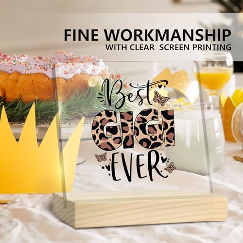 Gigi Gifts, Mother's Day Grandma Gift Acrylic Plaque, Grandmother Birthday Gifts from Grandkids Granddaughter Grandson, Best Gigi Ever Leopard Acrylic Sign Desk Table Shelf Decor - color: 1-nana-2