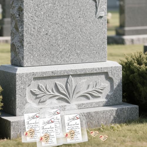 100 Sets Funeral Favors for Guests Memorial Thank You Gifts Celebration of Life Decorations Cardinal Gifts with Heart Pocket Hug Token Funeral Prayer Card and Organza Bag