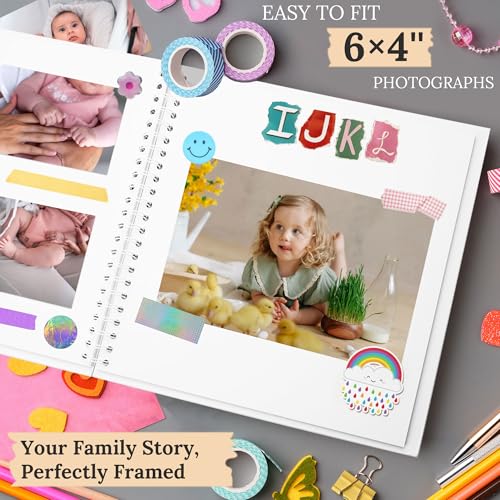 Scrapbook Photo Album 8"x8" 20 Sheets 40 Pages Hardcover Kraft Paper White - color: White, size: 8"x8" 20 Sheets