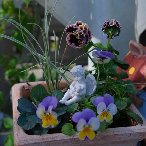 MUAMAX 2 Pcs Decorative Angel Garden Stakes,Little Angel Statues,Resin Flower Pot Decoration Mini Angel Plant Stake,Praying Angel Figurines,Small Cherub Angel Memorial Statue Angel Figurines Decor