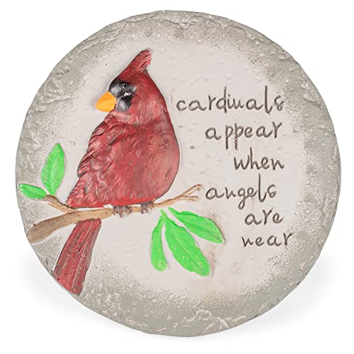 Transpac A7201 Cardinal Birds Appear When Angels are Near Red Round 10 inch Cement Garden Memorial Bereavement Stepping Stone