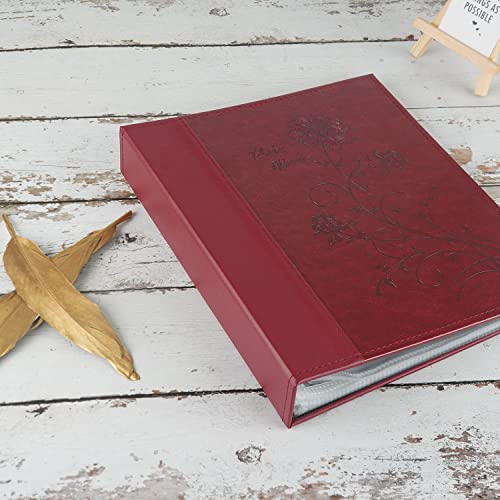 Photo Album 8x10 Clear Pages Pockets Leathe Cover Slip Slide in Photo Album Holds 50 Vertical 8x10 Photos Picture Book for Wedding Family (Red) - color: Red, size: 50 Pockets/1PK