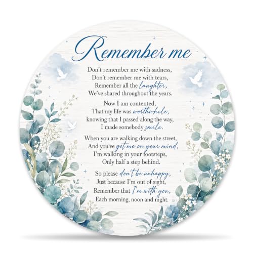 Sympathy Gifts for Loss of Loved One, Floral Memorial Wooden Plaque for Home Office Desk Wall Decor, 8 Inch Bereavement Condolence Gifts for Men Women Coworkers -C04 - color: Blue Remember Me