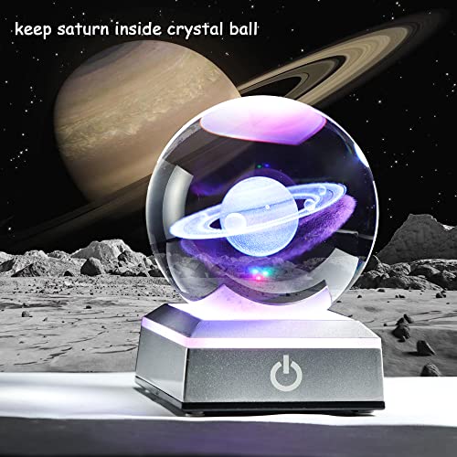 3D Saturn Crystal Ball, Astronomy Physics Science Gifts Planet Lamp, 3.15'' - color: Saturn