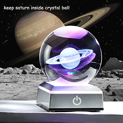 3D Saturn Crystal Ball, Astronomy Physics Science Gifts Planet Lamp, 3.15'' - color: Saturn
