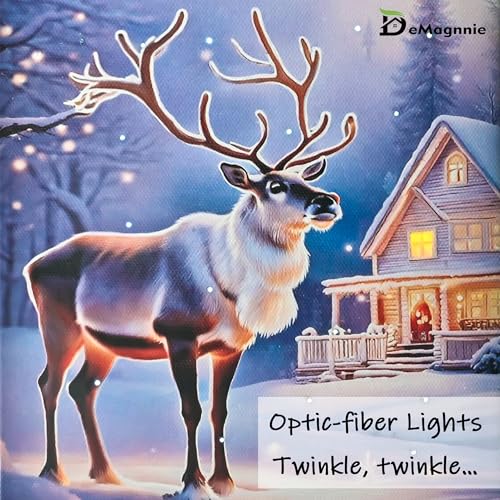 DEMAGNNIE Lighted Canvas Art 6H Timer 8x6 Reindeer Tabletop Wall Dual Use - color: Reindeer S, size: 8"L x 6"W