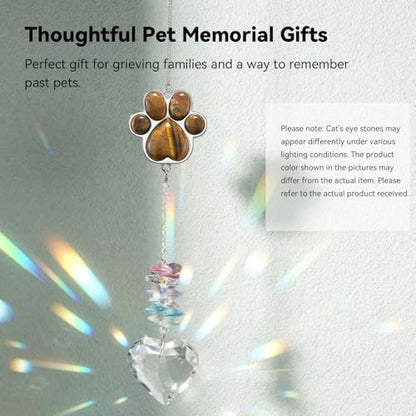 Dog Memorial Gifts, Pet Memorial Suncatcher, Loss of Dog Sympathy Gift - color: Gold Tiger Eye
