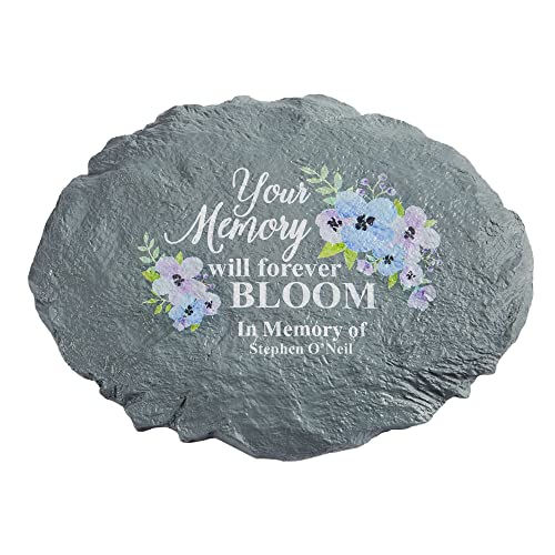 Let's Make Memories Personalized Sympathy Garden Stone - Memories Bloomed - Condolence & Memorial Gift - Customize with Message -11" Lx6 Wx3 D - style: Your Memory Will Forever Bloom