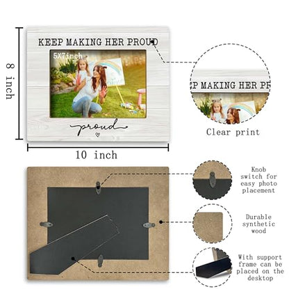 FONDCANYON Mom Memorial Picture Photo Frame, Bereavement Sympathy Gifts for Loss of Mother, Keep Making Her Proud Picture Frames, Memorial Gifts for Loss of Mom (5x7 Inch Photo)