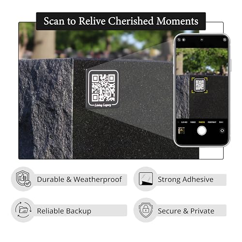 Living Legacy 2-Inch QR Code Memorial Plaque for Headstones and Gravestones - style: Signature