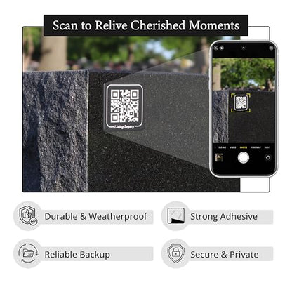 Living Legacy 2-Inch QR Code Memorial Plaque for Headstones and Gravestones - style: Signature