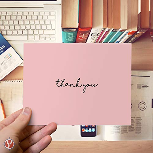 Baby Girl Thank You Card – Elegant Light Pink Greeting for Birthdays, Baby Showers, Weddings, Business – White Blank Interior | 4.25 x 5.5” | Set of 25 Cards & 25 Envelopes - color: Pink