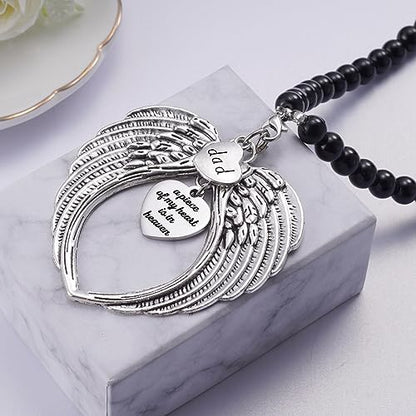 Angel Wings Memorial Hanging Charm - Remembrance Ornament for Rear View Mirror, Guardian Angel Gift for Loss of Dad, Sympathy Gift for Grieving Funeral - style: Dad