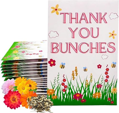 Wildflower Seed Packets Thank You Bunches Party Favors (Pack of 30) Express Gratitude Prefilled with Wildflower Seed Mix, Great Addition or Alternative to Thank You Cards (Pink with Bees) - color: Pink with Bees