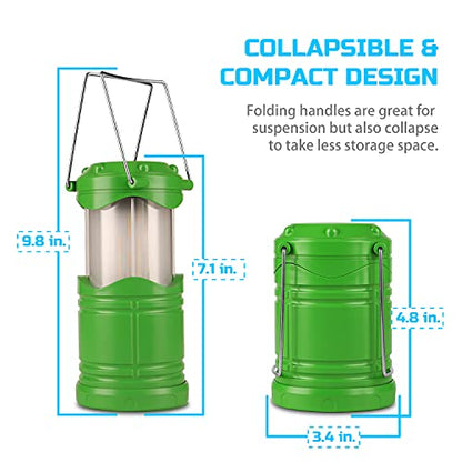 Lichamp 4 Pack LED Camping Lanterns Flame Lights, Green - color: Green