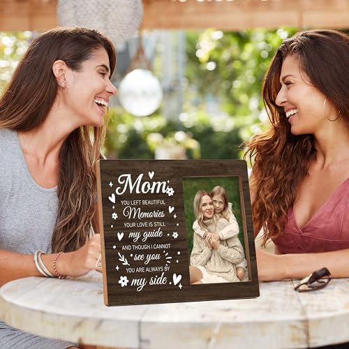 Memorial Pictures Frame, Mom You Left Beautiful Memories Photo Frame, Sympathy Gifts For Loss Of Mom, Farmhouse Home Living Room Bedroom Decoration -b25 - style: Mom