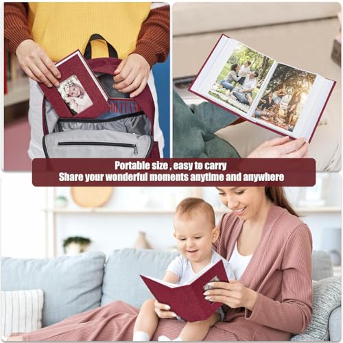 Photo Album 4x6 100 Pockets, Linen Cover Top Loader Vertical, Slip-in Picture Red Pockets Albums for Wedding, Family, Anniversary, Baby, Vacation - color: Red, size: 100 Pockets