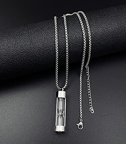 YOUFENG Urn Necklace for Ashes Timeless Hourglass Memorial Pendant Keepsake Cremation Jewelry for Human Pet Ashes - color: Silver